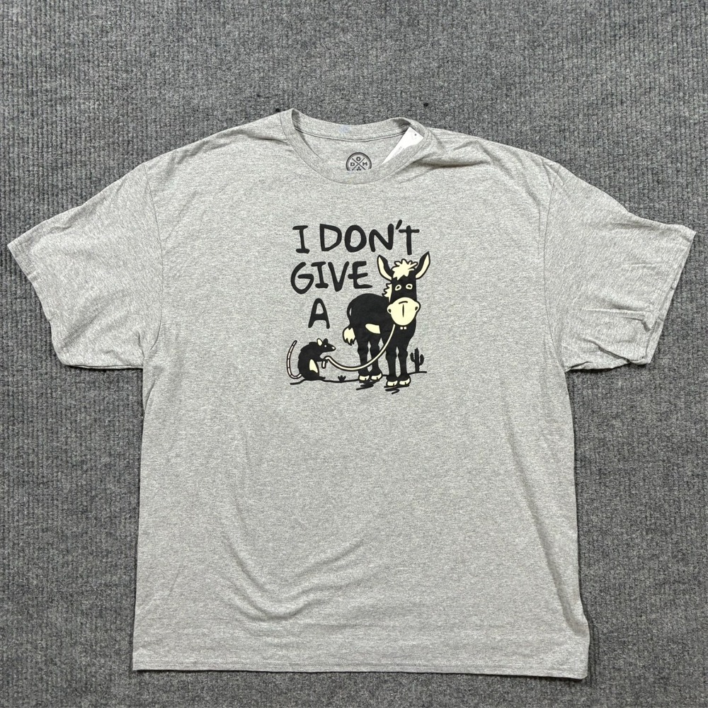 ODMart Mens Graphic T-Shirt 2XL Gray Funny Donkey I Dont Give A Novelty Tee
